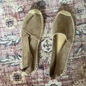New taupe espadrilles slip on flats